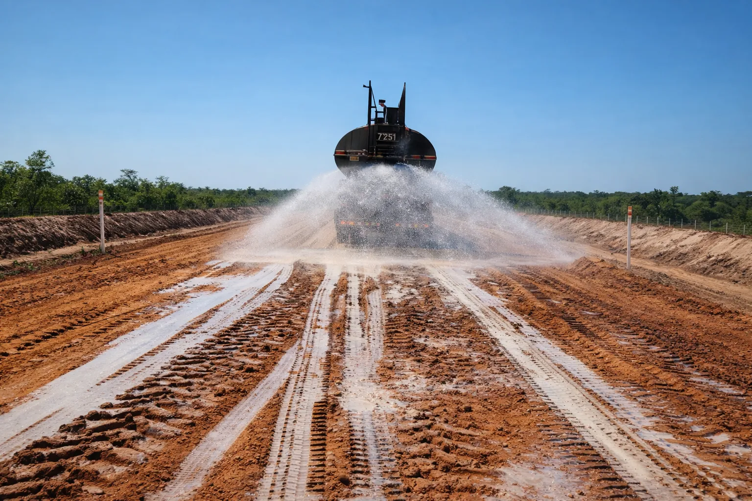 Via operacional em solo sujeita a deformações e desgaste